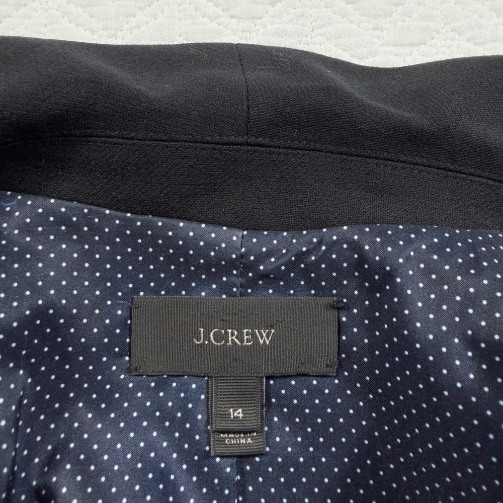 J. Crew Black Blazer Women's Size 14 Shawl Collar Single Button Wool Blend - Picture 4 of 11